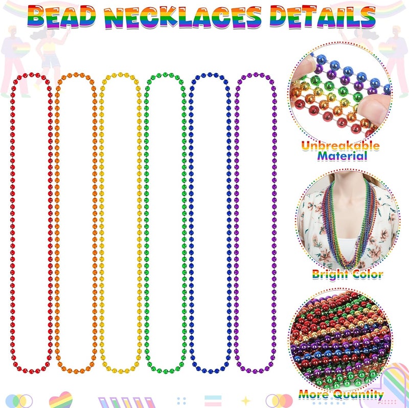 VLUV 36Pcs Beaded Necklace, Mardi Gras Beads Necklaces Accessories, 33 Inch Bead Costume for Women Man, Festival Parade Throw Supplies - Image 2